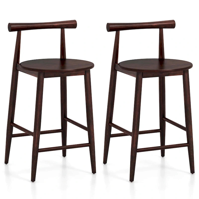 Costway Bar Chair Counter Height Stools Set of 2/4 with Acacia Wood
