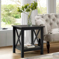 Modern Farmhouse Solid Pine X-Base End Table with Lower Shelf, Multi-Color