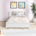 Full Size Wood Platform Bed Frame with 4 Storage Drawers and Wood Slats, White