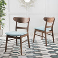 Mid-Century Modern Upholstered Rubberwood Dining Chair with Splayed Legs, Set of 2, Multi-Color