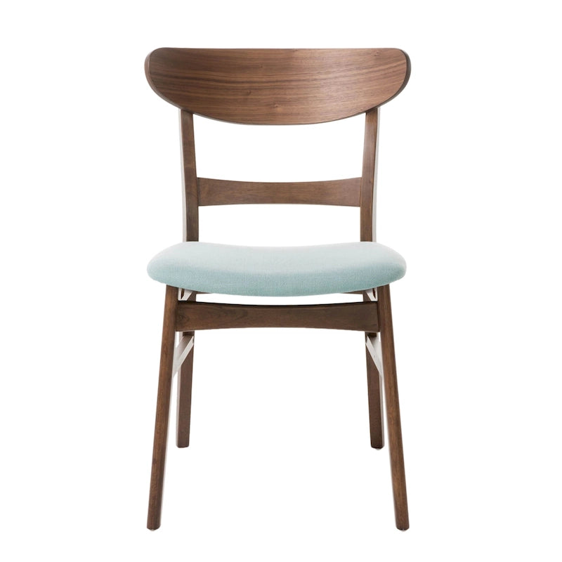 Mid-Century Modern Upholstered Rubberwood Dining Chair with Splayed Legs, Set of 2, Multi-Color