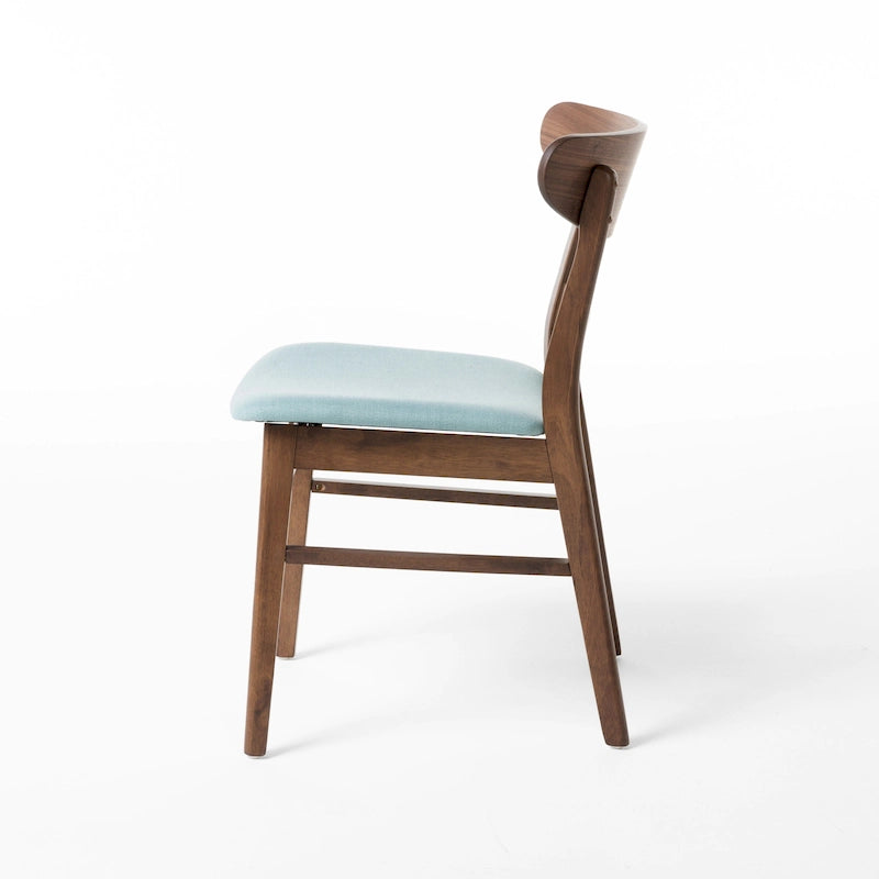 Mid-Century Modern Upholstered Rubberwood Dining Chair with Splayed Legs, Set of 2, Multi-Color