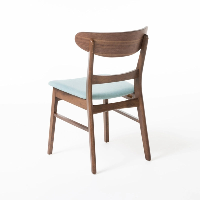 Mid-Century Modern Upholstered Rubberwood Dining Chair with Splayed Legs, Set of 2, Multi-Color