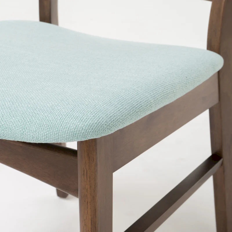 Mid-Century Modern Upholstered Rubberwood Dining Chair with Splayed Legs, Set of 2, Multi-Color