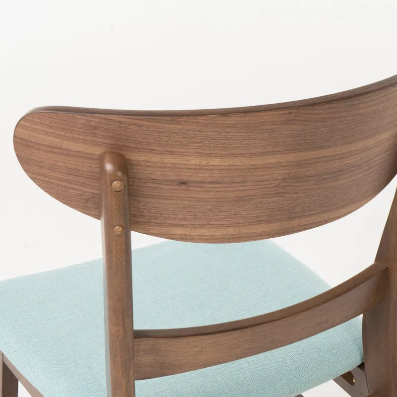 Mid-Century Modern Upholstered Rubberwood Dining Chair with Splayed Legs, Set of 2, Multi-Color