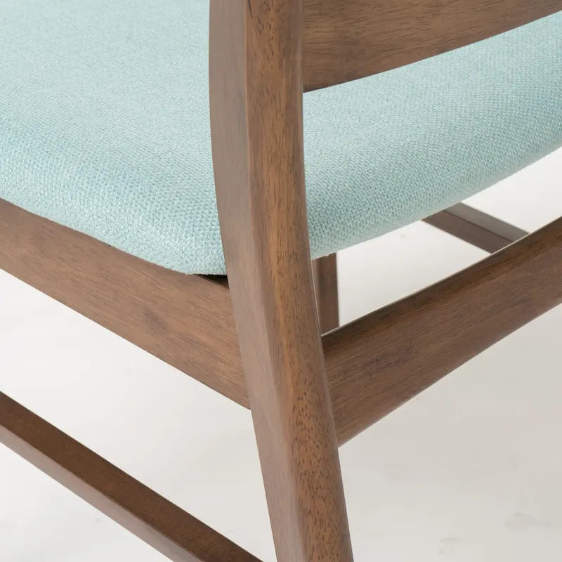 Mid-Century Modern Upholstered Rubberwood Dining Chair with Splayed Legs, Set of 2, Multi-Color