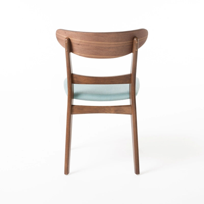 Mid-Century Modern Upholstered Rubberwood Dining Chair with Splayed Legs, Set of 2, Multi-Color