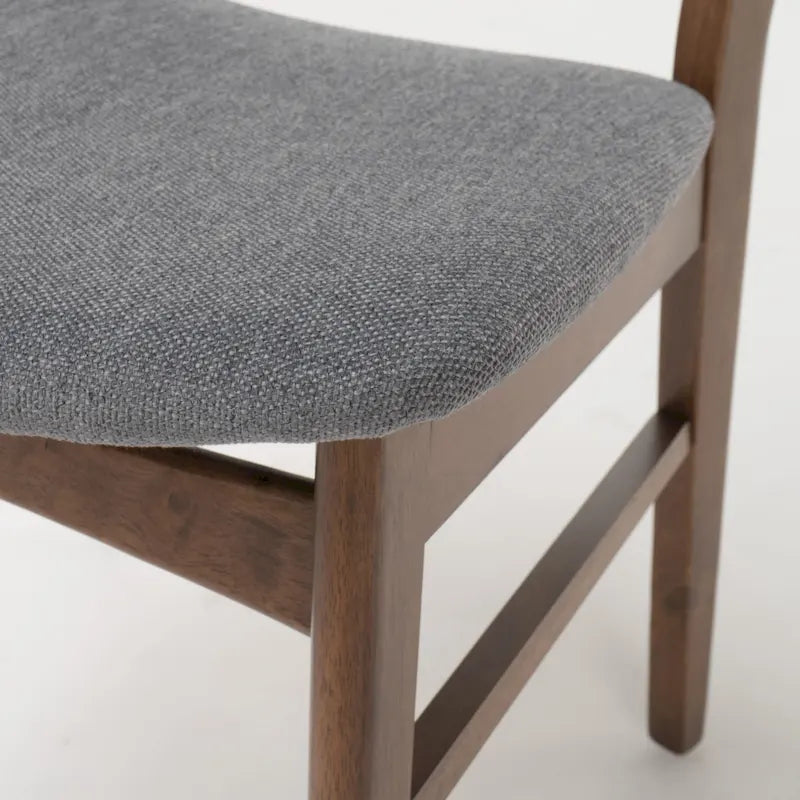 Mid-Century Modern Upholstered Rubberwood Dining Chair with Splayed Legs, Set of 2, Multi-Color