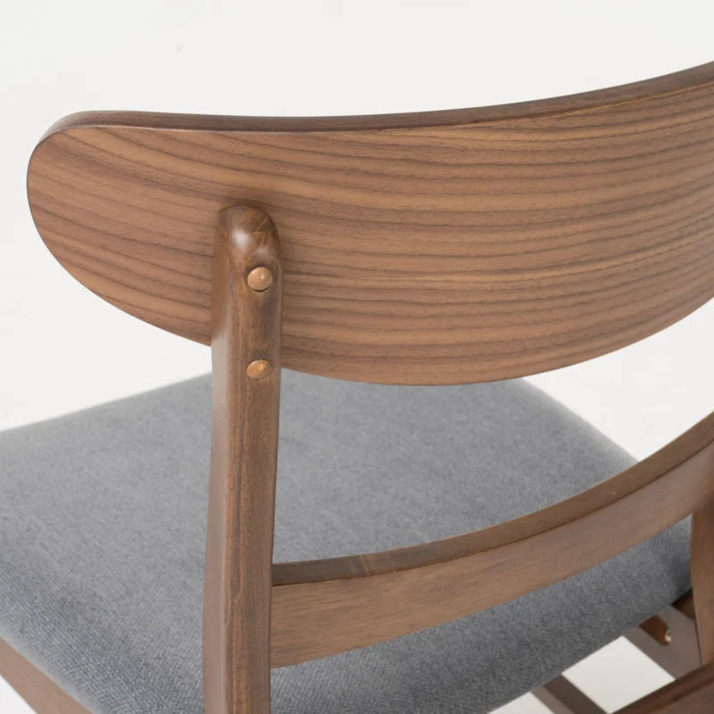 Mid-Century Modern Upholstered Rubberwood Dining Chair with Splayed Legs, Set of 2, Multi-Color