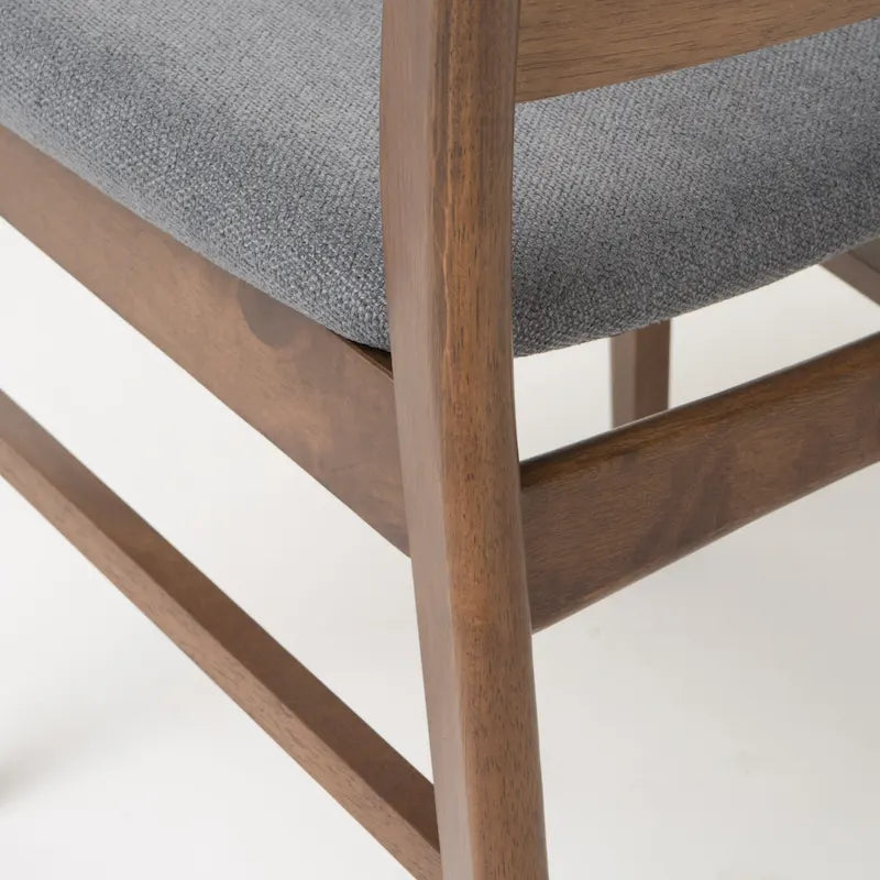 Mid-Century Modern Upholstered Rubberwood Dining Chair with Splayed Legs, Set of 2, Multi-Color