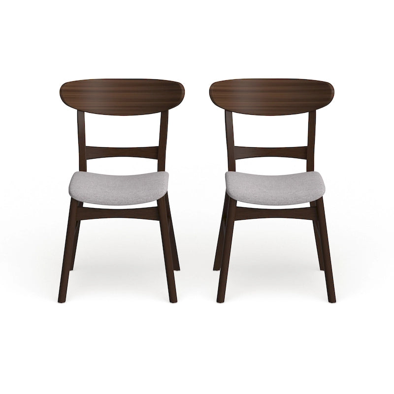 Mid-Century Modern Upholstered Rubberwood Dining Chair with Splayed Legs, Set of 2, Multi-Color