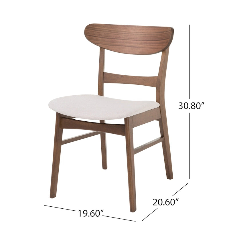 Mid-Century Modern Upholstered Rubberwood Dining Chair with Splayed Legs, Set of 2, Multi-Color