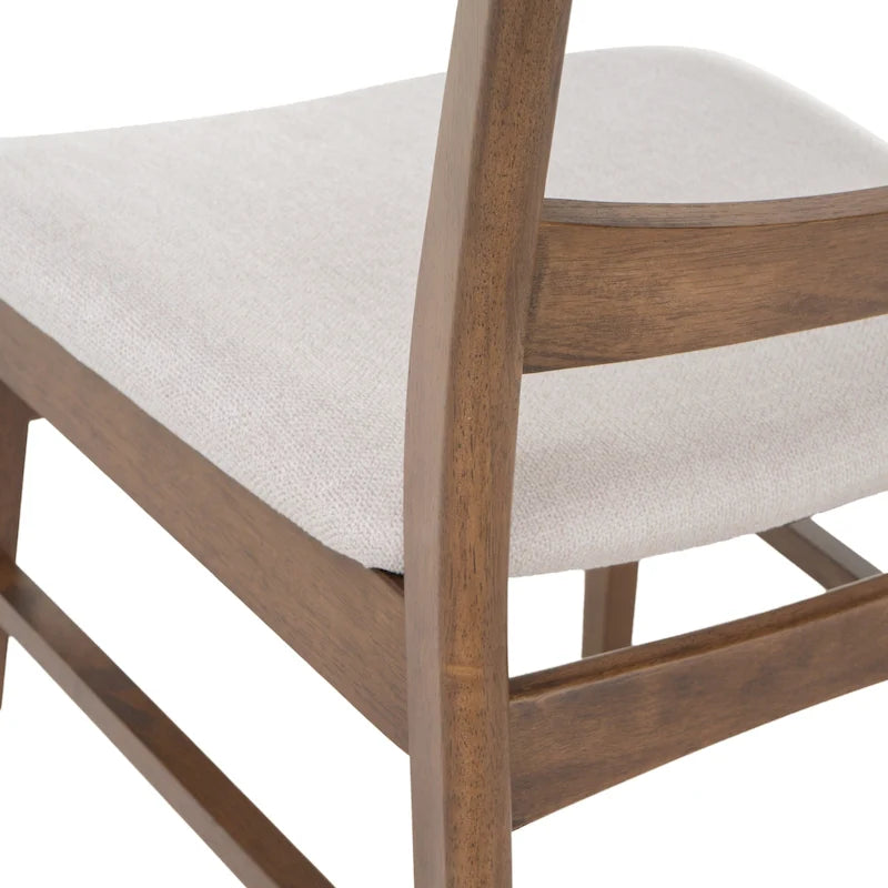 Mid-Century Modern Upholstered Rubberwood Dining Chair with Splayed Legs, Set of 2, Multi-Color