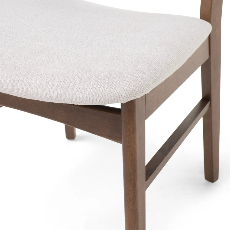 Mid-Century Modern Upholstered Rubberwood Dining Chair with Splayed Legs, Set of 2, Multi-Color