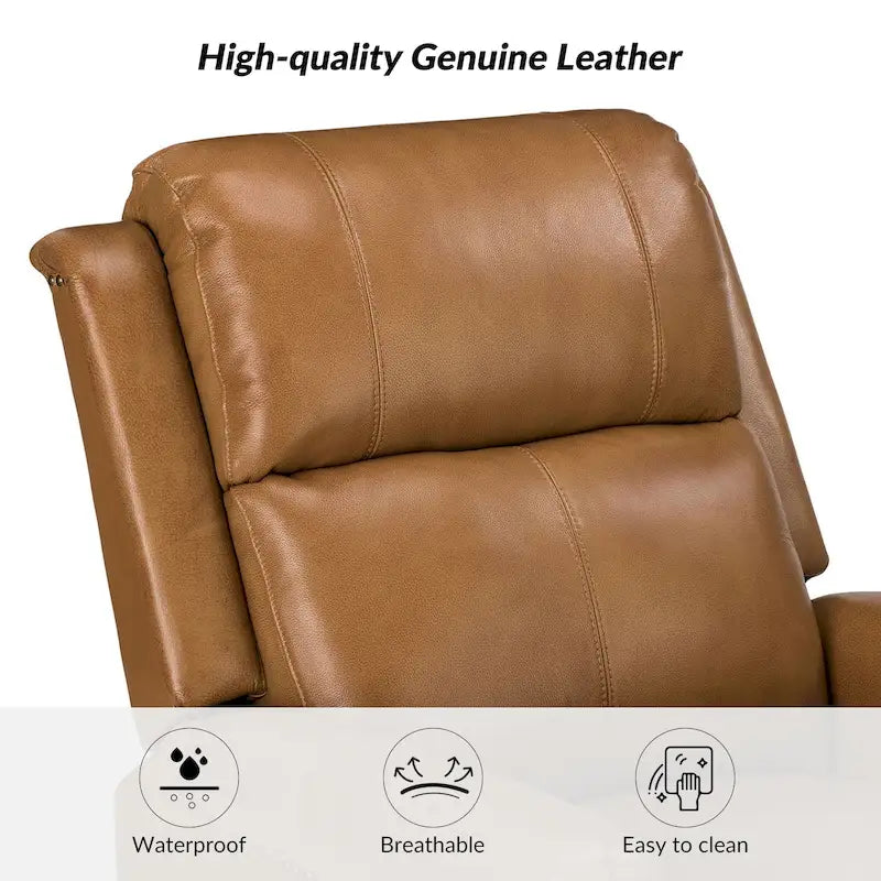 Traditional Genuine Leather Power Swivel Recliner with Nailhead Trim and USB, Set of 2, Multi-Color
