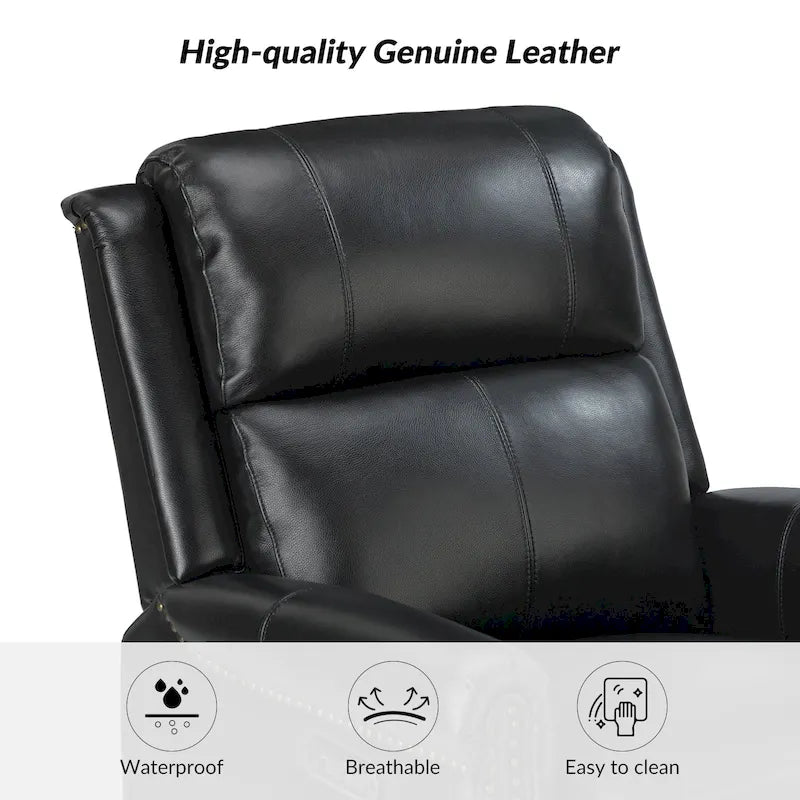 Traditional Genuine Leather Power Swivel Recliner with Nailhead Trim and USB, Set of 2, Multi-Color