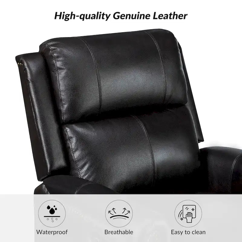Traditional Genuine Leather Power Swivel Recliner with Nailhead Trim and USB, Set of 2, Multi-Color