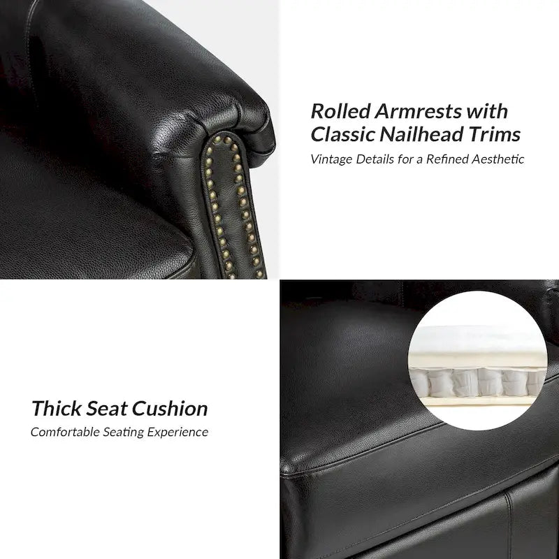 Traditional Genuine Leather Power Swivel Recliner with Nailhead Trim and USB, Set of 2, Multi-Color