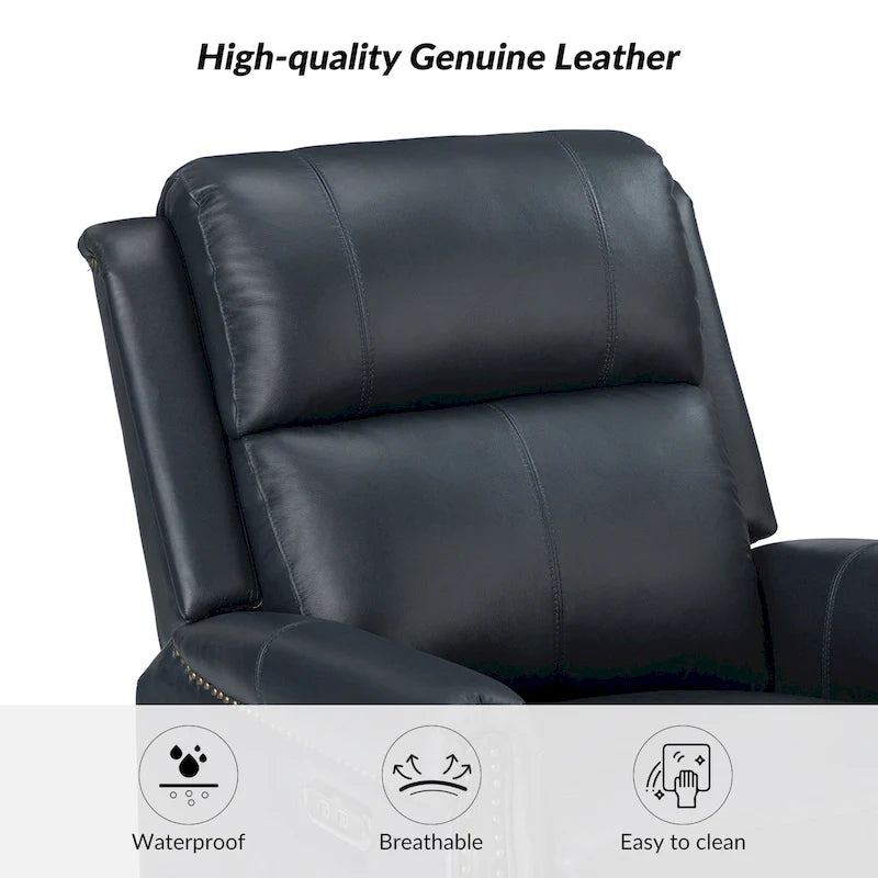Traditional Genuine Leather Power Swivel Recliner with Nailhead Trim and USB, Set of 2, Multi-Color