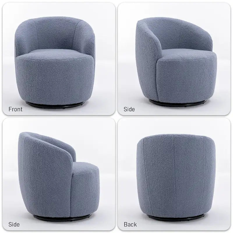 Modern Teddy and Velvet Upholstered 360-Swivel Barrel Chair, Set of 2, Multi-Color