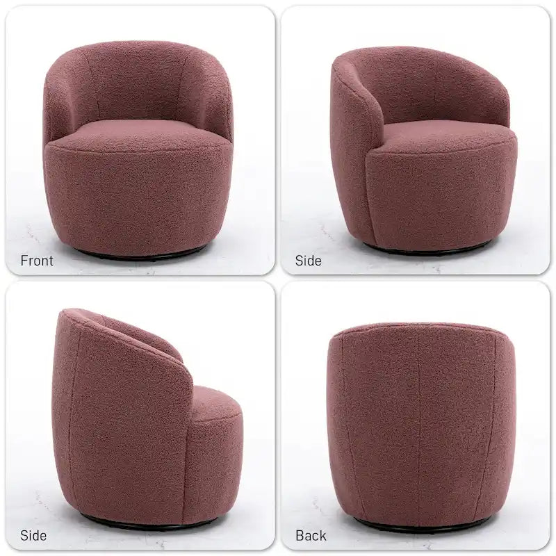 Modern Teddy and Velvet Upholstered 360-Swivel Barrel Chair, Set of 2, Multi-Color