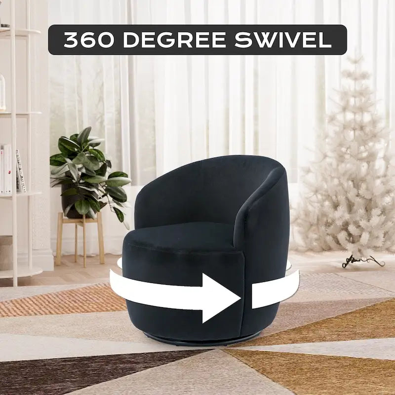 Modern Teddy and Velvet Upholstered 360-Swivel Barrel Chair, Set of 2, Multi-Color