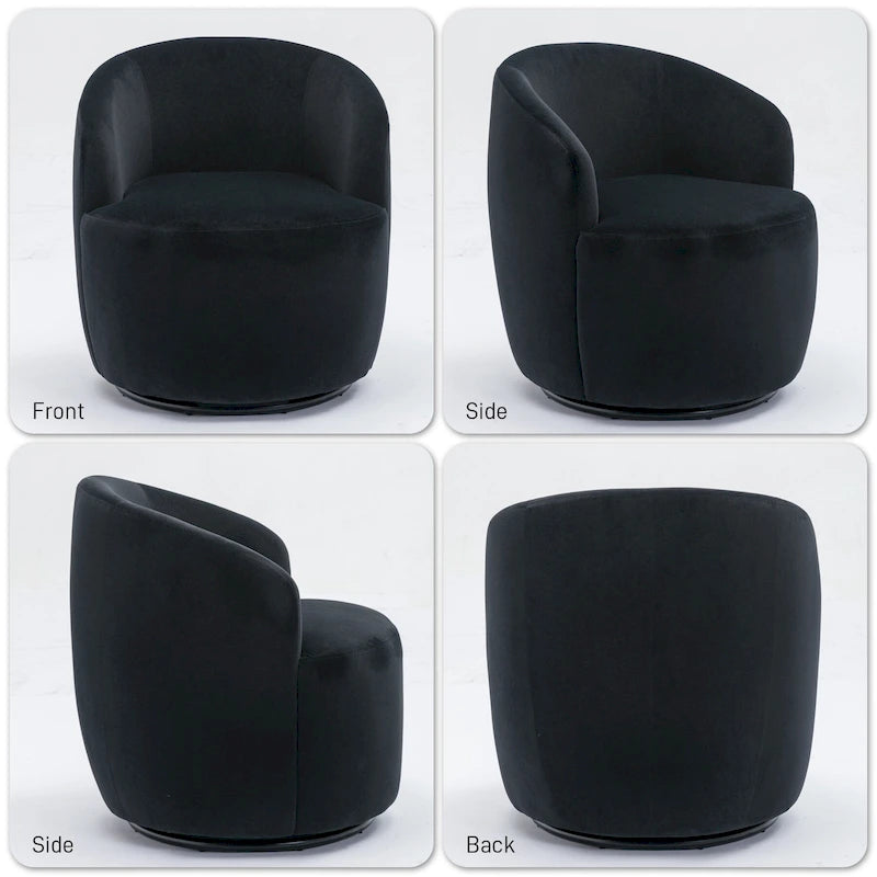 Modern Teddy and Velvet Upholstered 360-Swivel Barrel Chair, Set of 2, Multi-Color