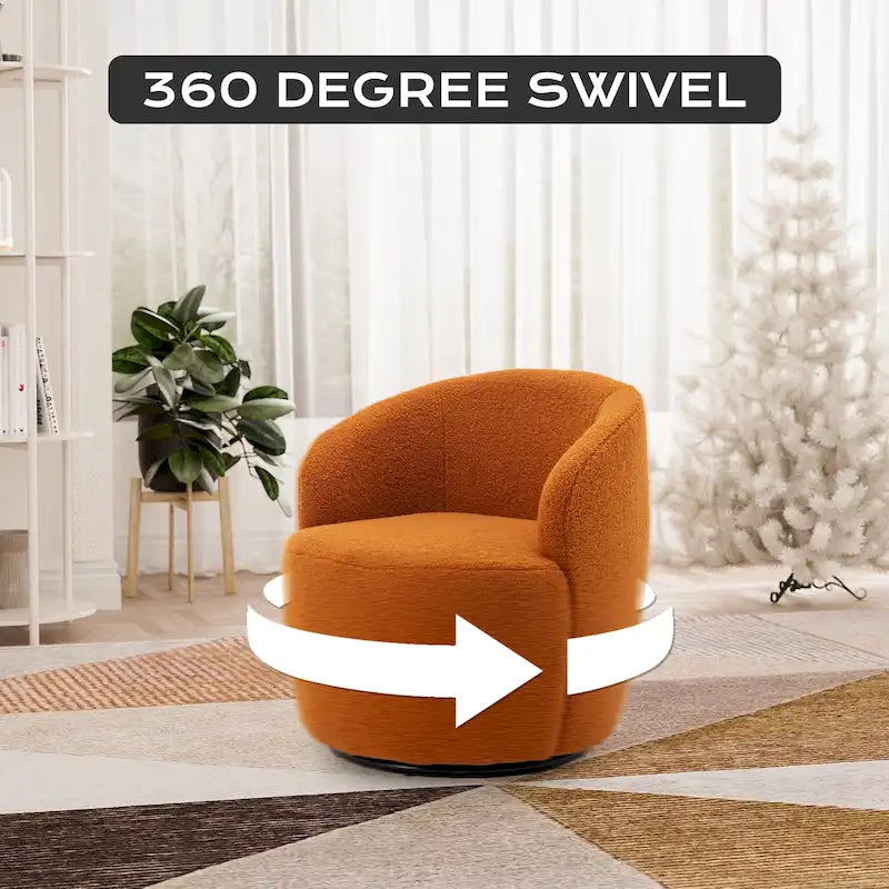 Modern Teddy and Velvet Upholstered 360-Swivel Barrel Chair, Set of 2, Multi-Color