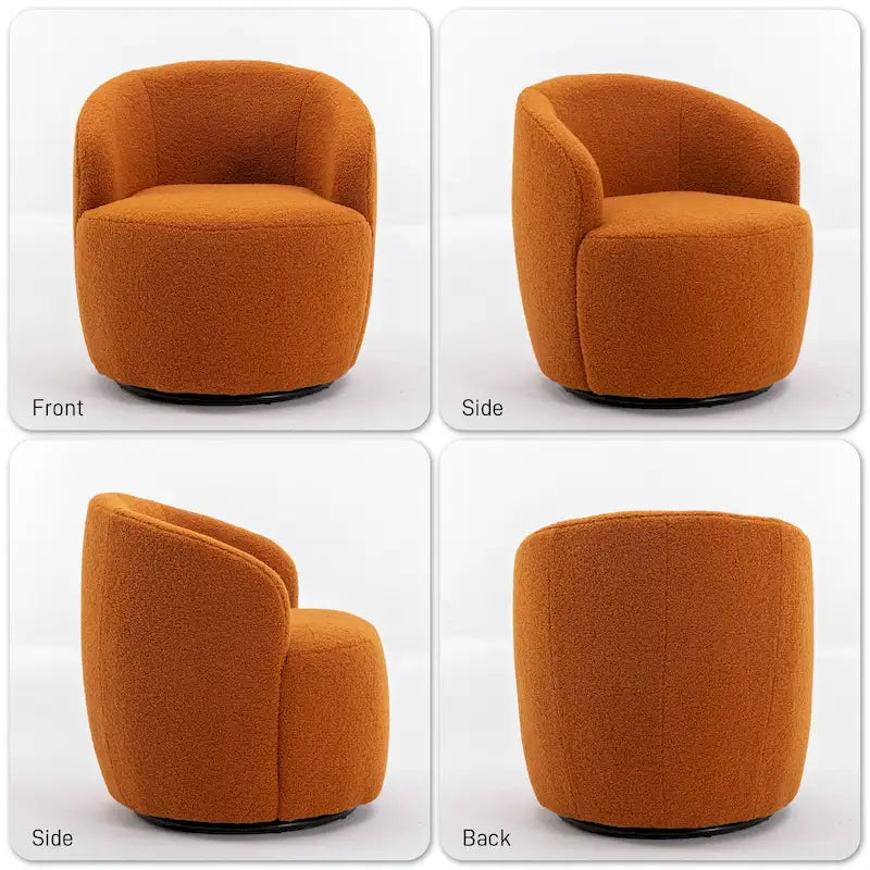 Modern Teddy and Velvet Upholstered 360-Swivel Barrel Chair, Set of 2, Multi-Color