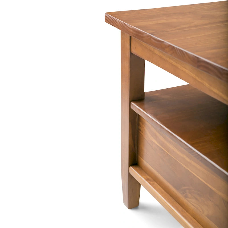 Transitional Solid Wood Coffee Table with 2 Drawers and Open Shelf, 48", Multi-Color