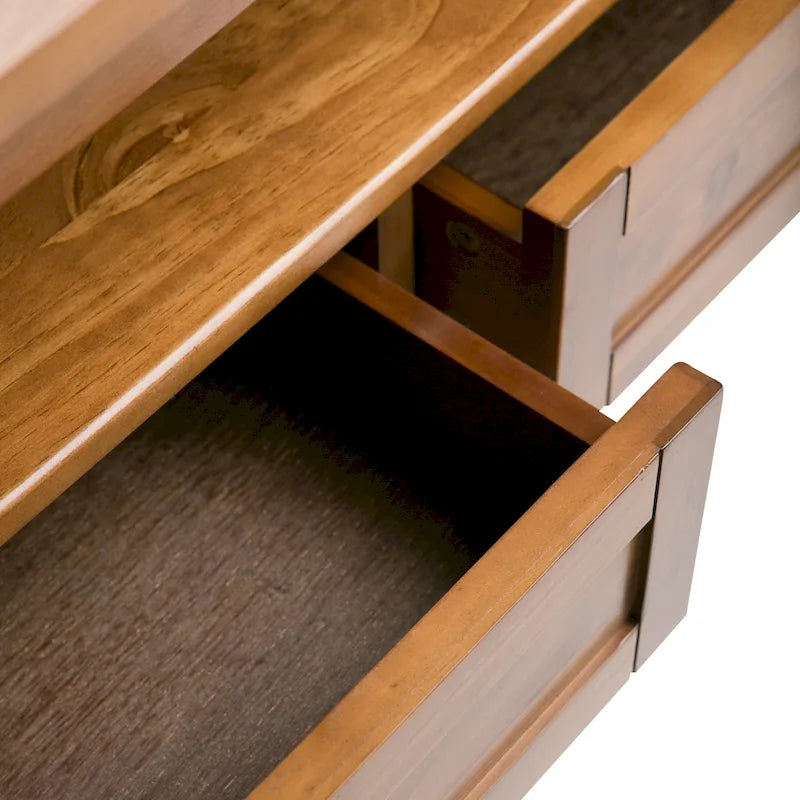 Transitional Solid Wood Coffee Table with 2 Drawers and Open Shelf, 48", Multi-Color