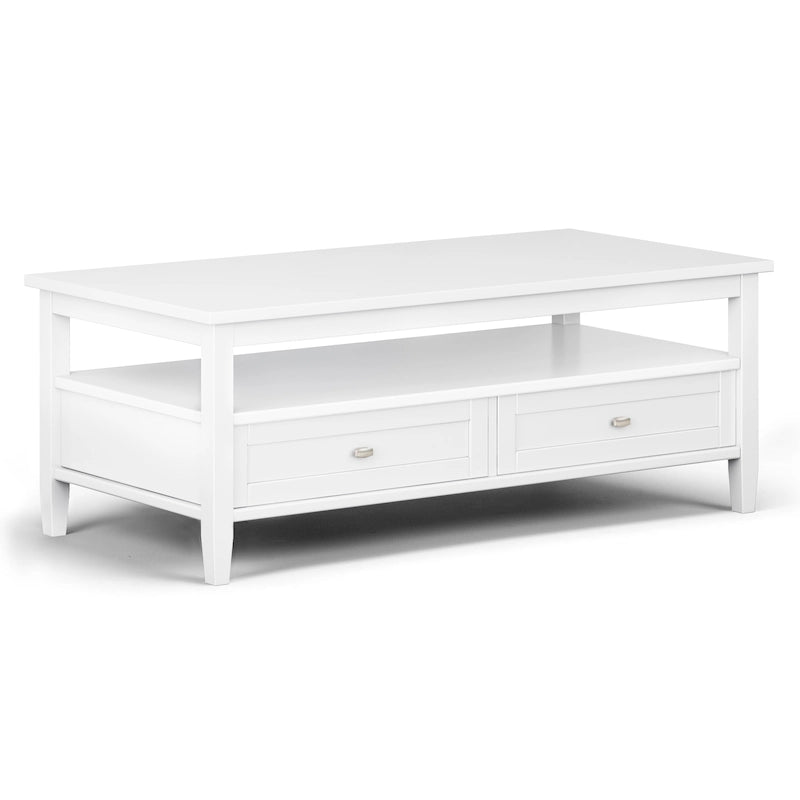 Transitional Solid Wood Coffee Table with 2 Drawers and Open Shelf, 48", Multi-Color