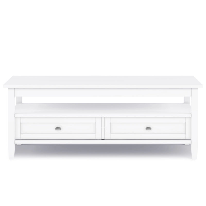 Transitional Solid Wood Coffee Table with 2 Drawers and Open Shelf, 48", Multi-Color