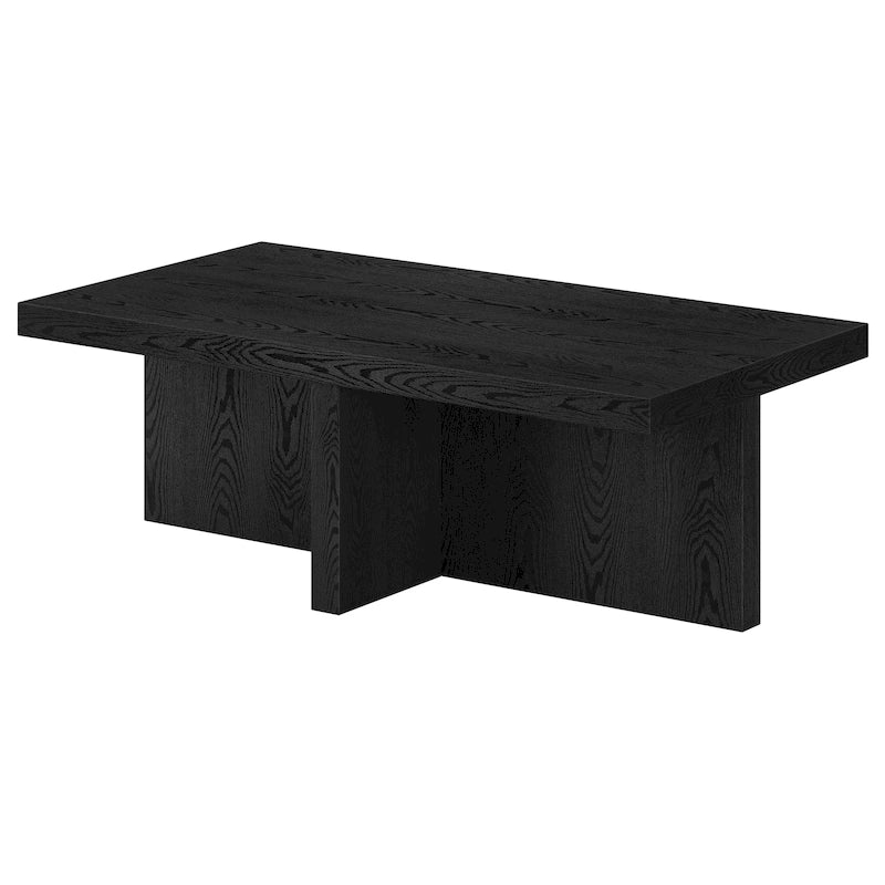 Scandinavian Rectangular MDF Coffee Table with X-Base and Leveling Feet, Multi-Color