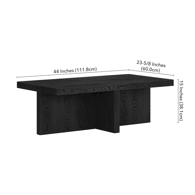 Scandinavian Rectangular MDF Coffee Table with X-Base and Leveling Feet, Multi-Color