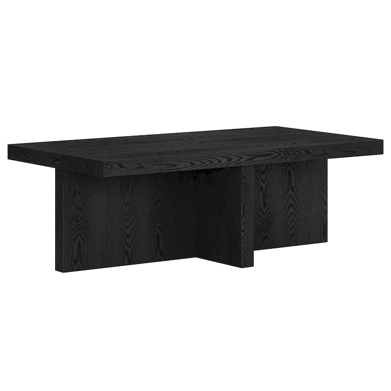 Scandinavian Rectangular MDF Coffee Table with X-Base and Leveling Feet, Multi-Color