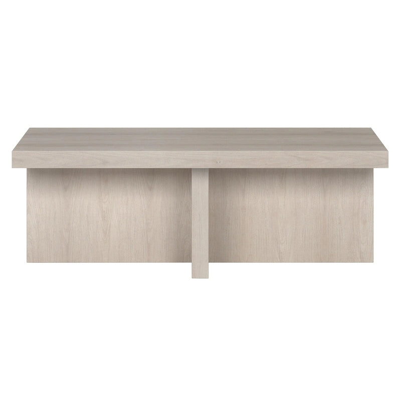 Scandinavian Rectangular MDF Coffee Table with X-Base and Leveling Feet, Multi-Color