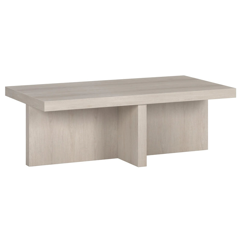 Scandinavian Rectangular MDF Coffee Table with X-Base and Leveling Feet, Multi-Color
