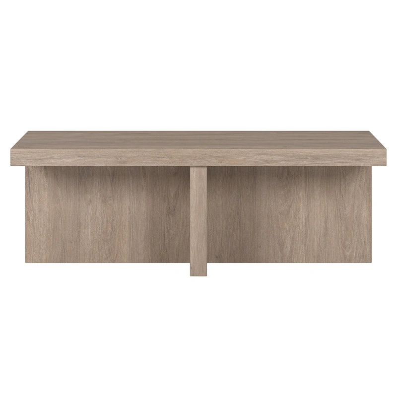 Scandinavian Rectangular MDF Coffee Table with X-Base and Leveling Feet, Multi-Color