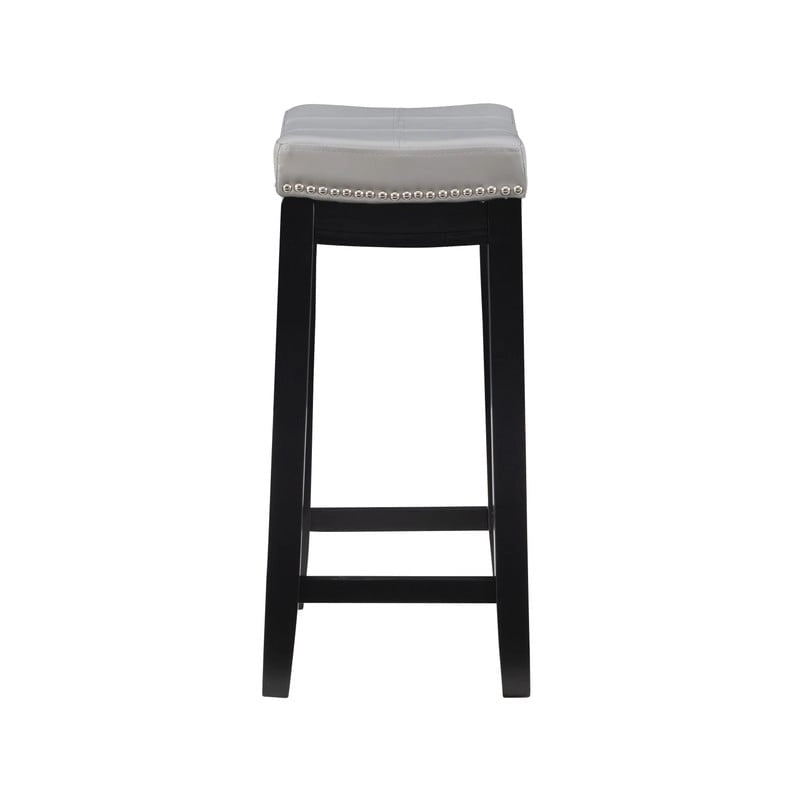 Backless Upholstered Counter Stool with Rubberwood Frame and Silver Nailhead Trim, Multi-Color