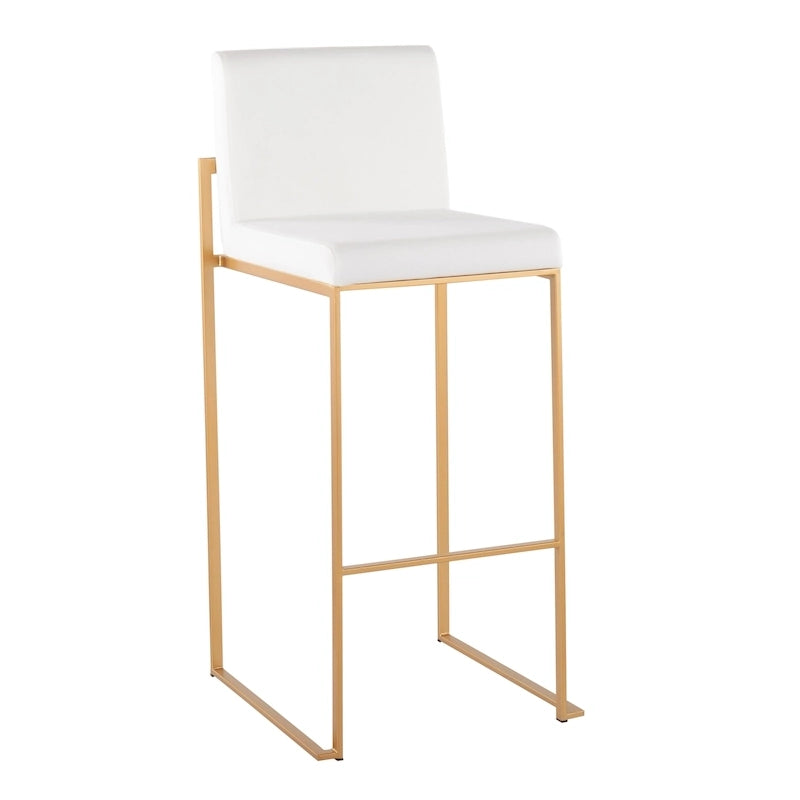 Contemporary High Back Upholstered Bar Stool with Metal Frame, Set of 2, Multi-Color