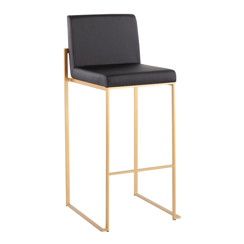 Contemporary High Back Upholstered Bar Stool with Metal Frame, Set of 2, Multi-Color