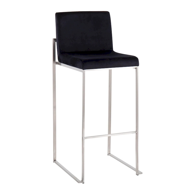Contemporary High Back Upholstered Bar Stool with Metal Frame, Set of 2, Multi-Color