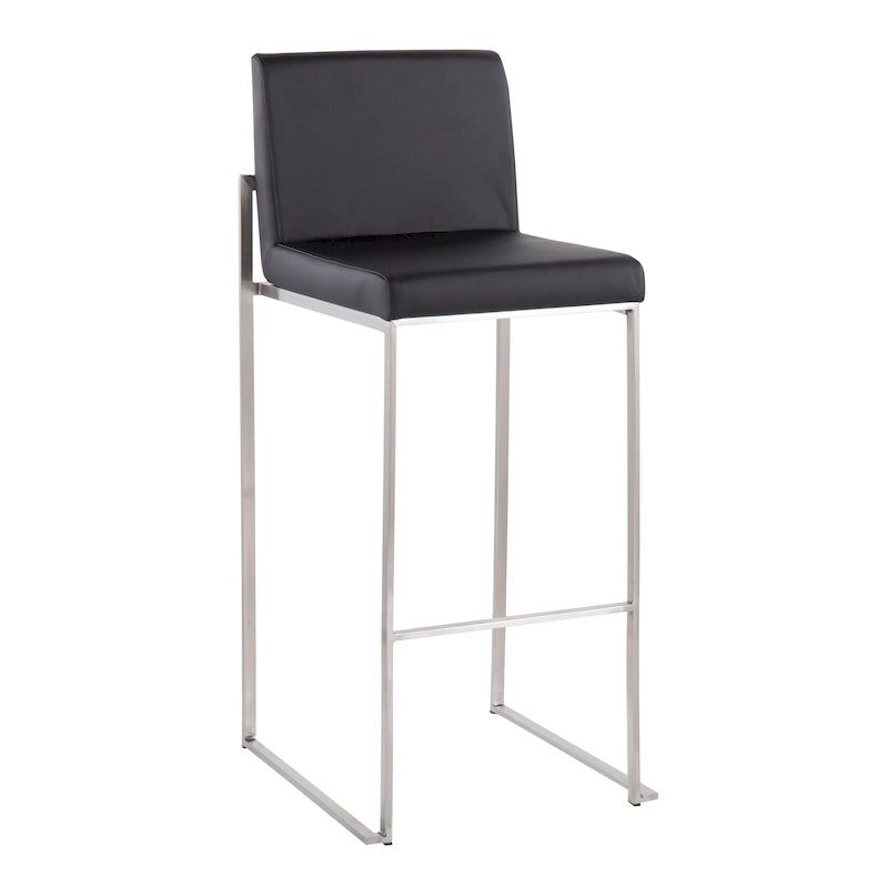 Contemporary High Back Upholstered Bar Stool with Metal Frame, Set of 2, Multi-Color