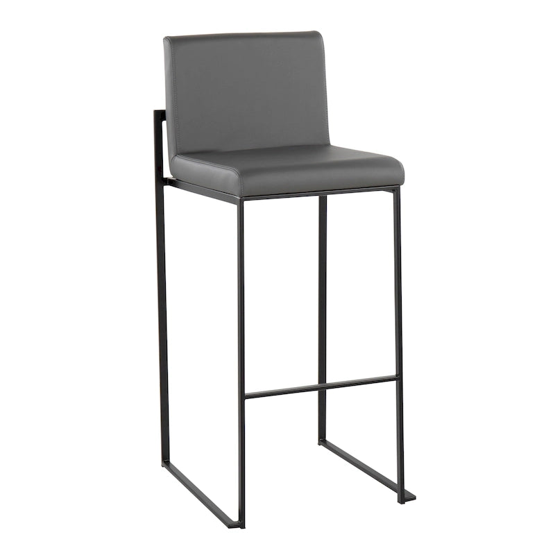 Contemporary High Back Upholstered Bar Stool with Metal Frame, Set of 2, Multi-Color