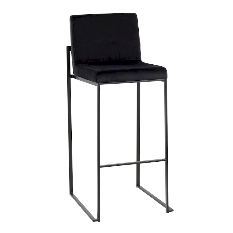 Contemporary High Back Upholstered Bar Stool with Metal Frame, Set of 2, Multi-Color