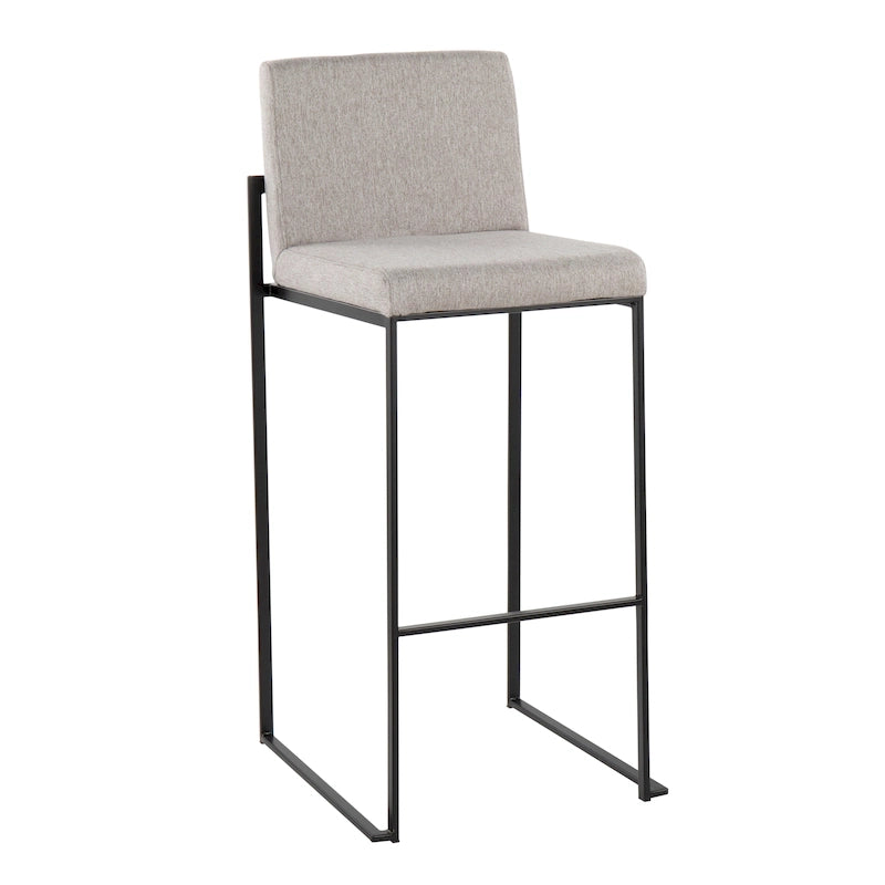 Contemporary High Back Upholstered Bar Stool with Metal Frame, Set of 2, Multi-Color