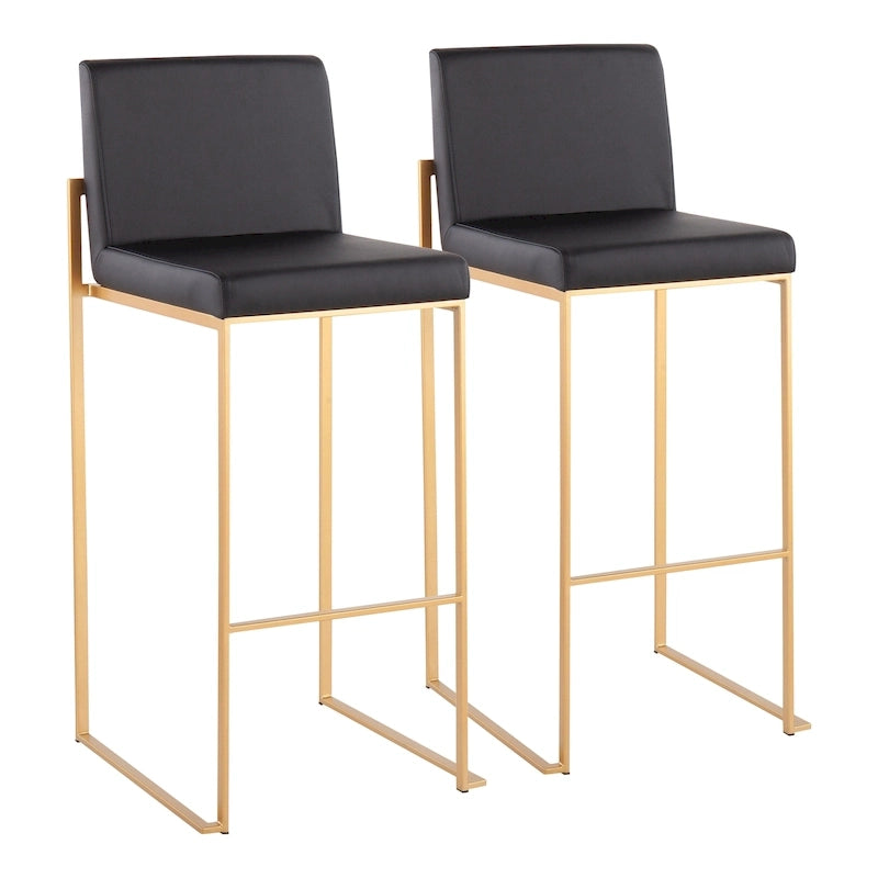 Contemporary High Back Upholstered Bar Stool with Metal Frame, Set of 2, Multi-Color
