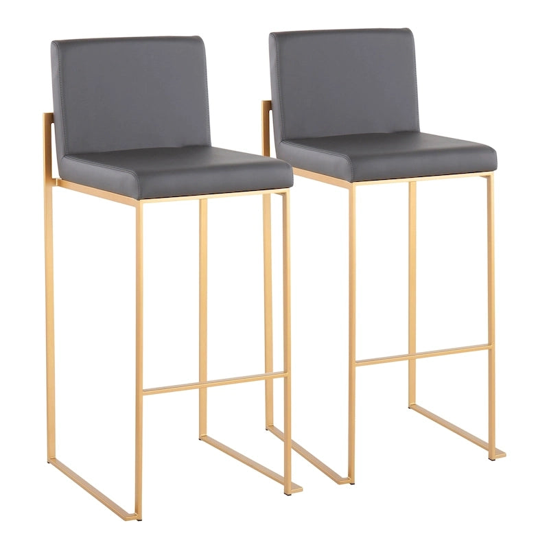 Contemporary High Back Upholstered Bar Stool with Metal Frame, Set of 2, Multi-Color