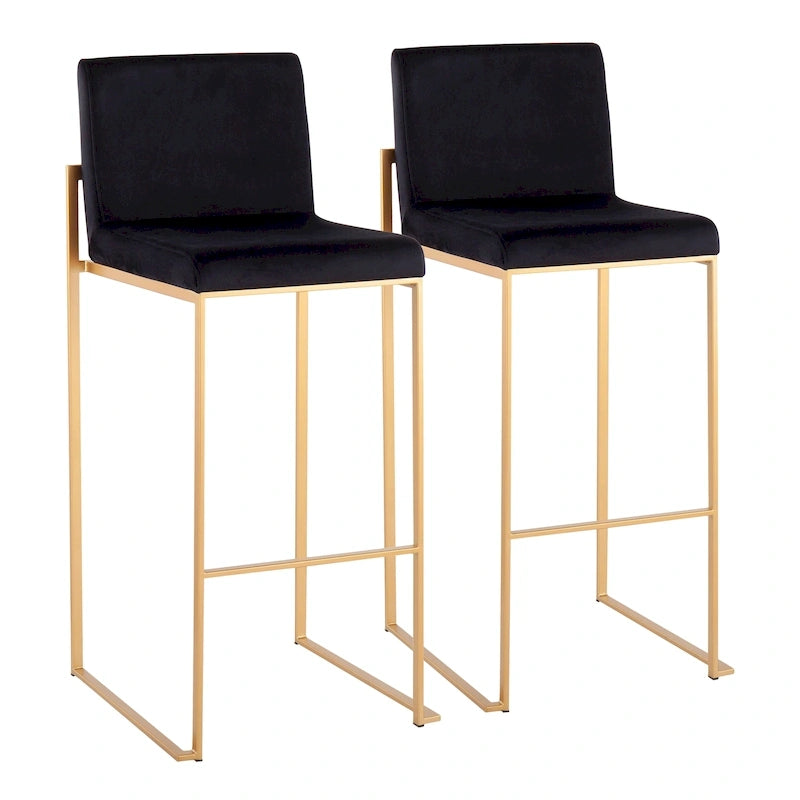 Contemporary High Back Upholstered Bar Stool with Metal Frame, Set of 2, Multi-Color